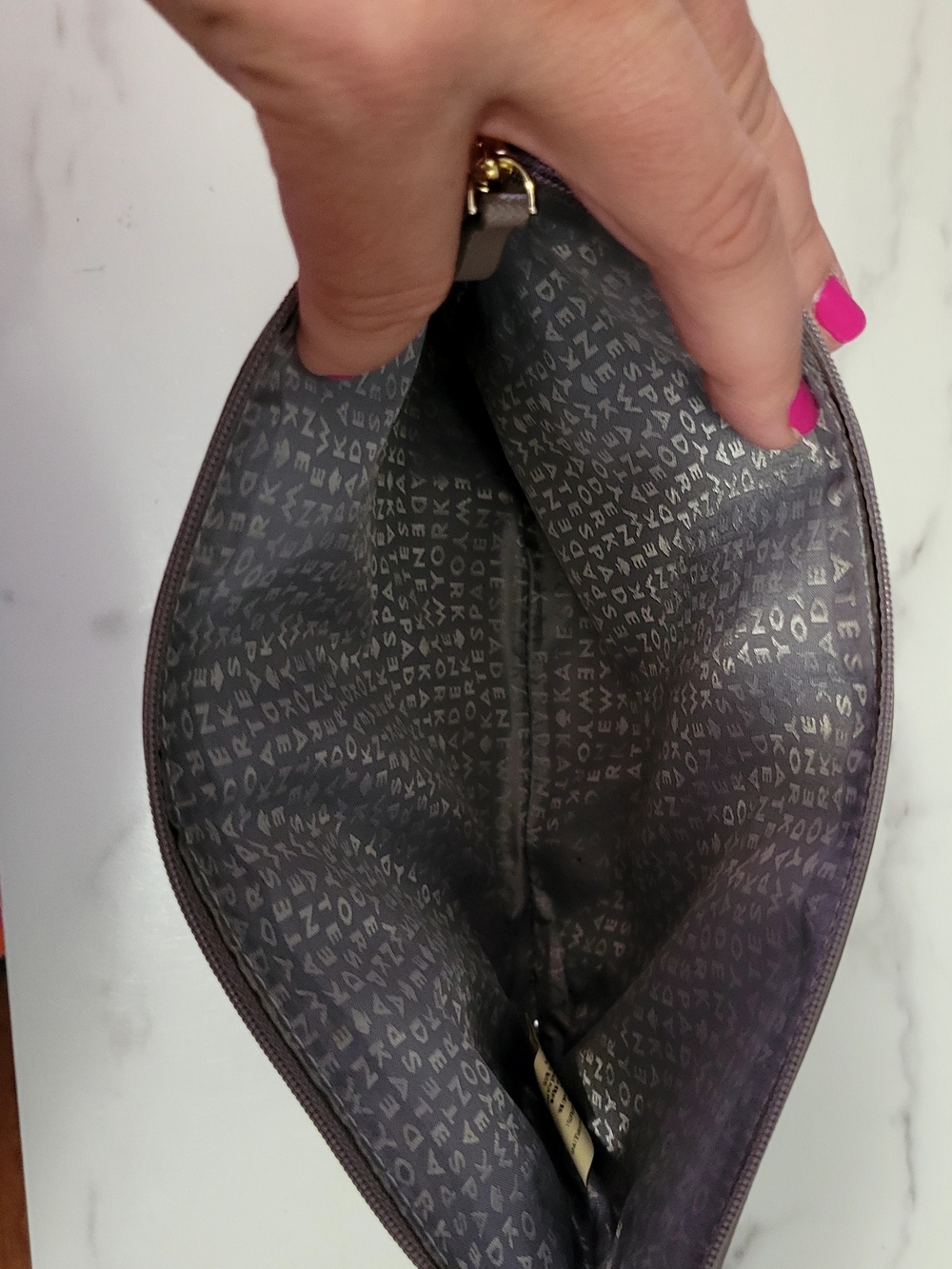 Kate Spade Glitter Trim Saffiano Leather Clutch - Mauve - Picture 8 of 8